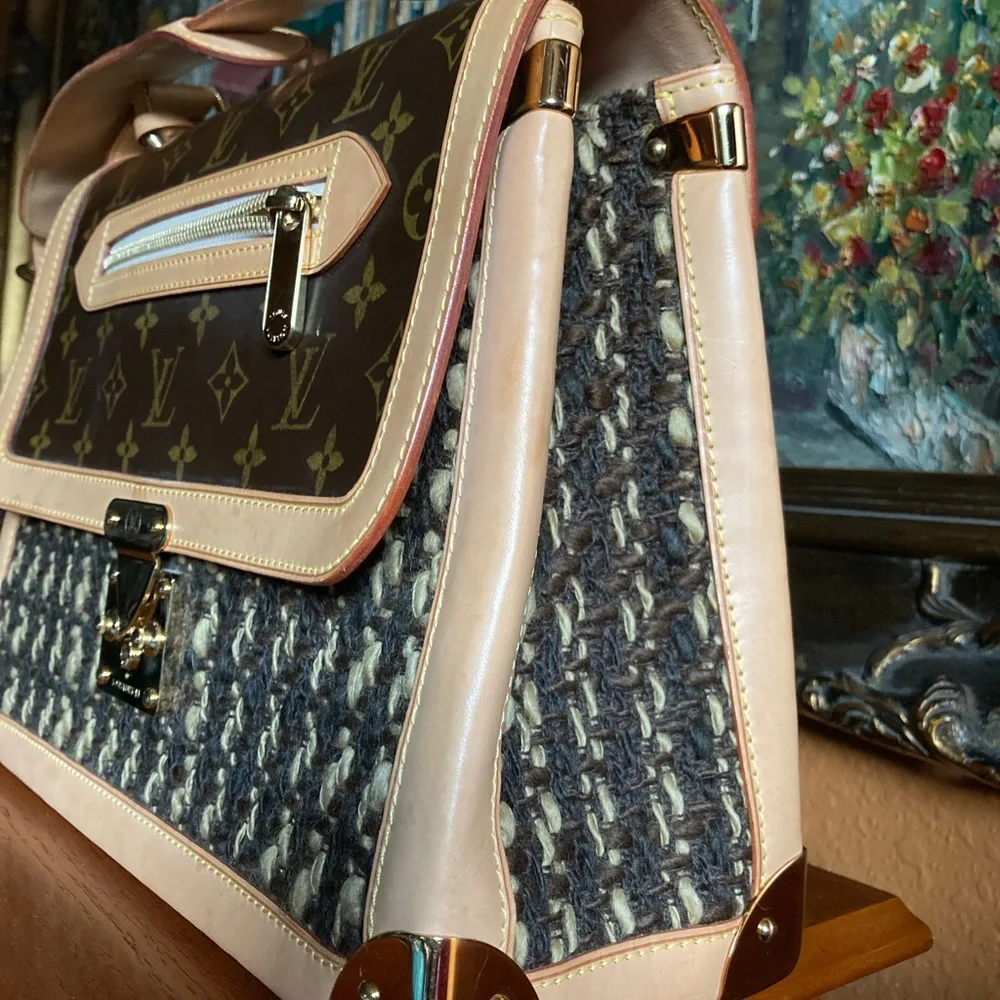 Rare Made in France Louis Vuitton handbag monogram ambre tweedy GM - Picture 7 of 16